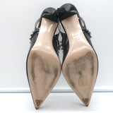 Miu Miu Crystal-Strap Pumps Black Patent Leather Size 37.5 Pointed Toe Heels
