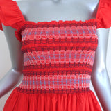 Cara Cara Ruby Smocked Midi Dress Red Cotton Size Small