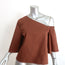 Tibi One-Shoulder Top Brown Satin Poplin Size 4 Short Sleeve Blouse