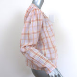 Ulla Johnson Button Down Shirt Nour Light Pink Plaid Size 2 Puff Sleeve Blouse