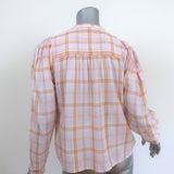 Ulla Johnson Button Down Shirt Nour Light Pink Plaid Size 2 Puff Sleeve Blouse