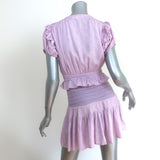 LoveShackFancy Toto Smocked Mini Dress Purple Pansy Print Size Small