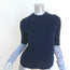Veronica Beard Mixed-Media Sweater Roscoe Navy Wool & Striped Cotton Size Small