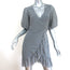 GANNI Mini Wrap Dress Ruffled Black & White Gingham Mesh Size 32 Puff Sleeve