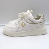 Valentino One Stud Low Top Sneakers White & Gold Leather Size 35.5