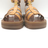 Celine Clea Triomphe Sandals Tan Crocodile-Stamped Leather Size US 8 NEW
