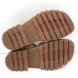 Celine Clea Triomphe Sandals Tan Crocodile-Stamped Leather Size US 8 NEW