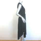 Ulla Johnson Tullia Sleeveless Midi Dress Black Pleated Satin Size 2