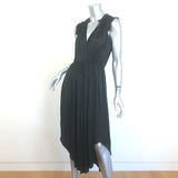 Ulla Johnson Tullia Sleeveless Midi Dress Black Pleated Satin Size 2
