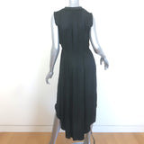 Ulla Johnson Tullia Sleeveless Midi Dress Black Pleated Satin Size 2