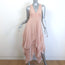 Alice + Olivia Brynn Ruffled Handkerchief Hem Midi Dress Pink Chiffon Size 6