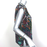 Maria Cher Humahuaca Keyla Tie-Neck Blouse Navy/Multi Printed Silk Size Small