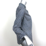 Trovata Birds of Paradis Ruffle Trim Shirt Navy Floral Print Size Small