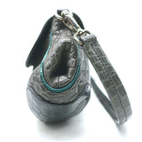 Prada Coccodrillo Tricolor Skipper Bag Gray/Blue Crocodile Shoulder Bag