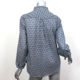 Trovata Birds of Paradis Ruffle Trim Shirt Navy Floral Print Size Small
