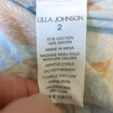 Ulla Johnson Gail Tiered Tassel-Tie Dress Blue Floral Print Cotton-Blend Size 2