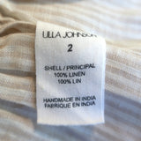 Ulla Johnson Paloma Ruffle Top Beige Striped Linen Size 2 NEW