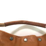 Prada Embossed Leather Hobo Tan Large Snap-Top Shoulder Bag