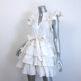 Ulla Johnson Lulua Ruffled Mini Dress White Cotton Size 4
