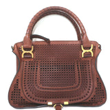 Chloe Marcie Medium Perforated Leather Shoulder Bag Brown Leather Crossbody