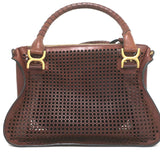 Chloe Marcie Medium Perforated Leather Shoulder Bag Brown Leather Crossbody