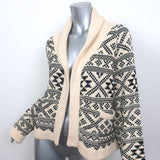 THE GREAT Fair Isle Lodge Cardigan Cream/Black Cotton-Blend Size 3