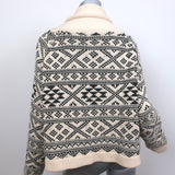 THE GREAT Fair Isle Lodge Cardigan Cream/Black Cotton-Blend Size 3