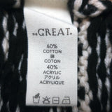 THE GREAT Fair Isle Lodge Cardigan Cream/Black Cotton-Blend Size 3