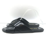 Prada Crisscross Flat Slide Sandals Black Brushed Leather Size 38