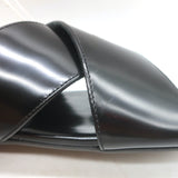 Prada Crisscross Flat Slide Sandals Black Brushed Leather Size 38