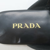 Prada Crisscross Flat Slide Sandals Black Brushed Leather Size 38