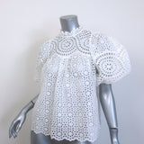 Ulla Johnson Lenna Broderie Anglaise Top White Size 0 Puff Sleeve Blouse NEW
