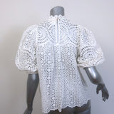 Ulla Johnson Lenna Broderie Anglaise Top White Size 0 Puff Sleeve Blouse NEW