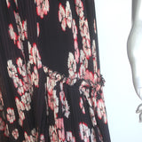 Isabel Marant Wilny Pleated Midi Skirt Dark Purple Floral Print Crepe Size 1