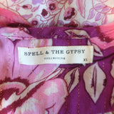Spell & The Gypsy Collective Winona Midi Dress Berry Floral Size Extra Small