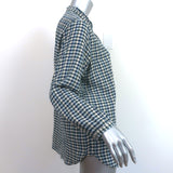 Trovata Birds of Paradis Helena Ruffle-Trim Shirt Blue Bluff Check Size Large