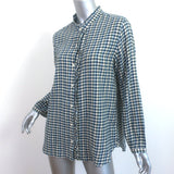 Trovata Birds of Paradis Helena Ruffle-Trim Shirt Blue Bluff Check Size Large