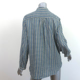 Trovata Birds of Paradis Helena Ruffle-Trim Shirt Blue Bluff Check Size Large