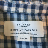 Trovata Birds of Paradis Helena Ruffle-Trim Shirt Blue Bluff Check Size Large