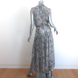 Isabel Marant Eydie Sleeveless Midi Dress Black/White Printed Silk Size 34