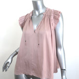 Ulla Johnson Ren Smocked Shoulder Top Dusty Rose Matte Satin Size 2
