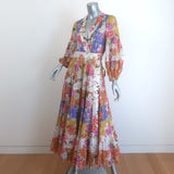 Zimmermann Pattie Midi Wrap Dress Patchwork Floral Print Cotton Size 1