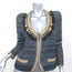 Isabel Marant Crystal-Embellished Jacket Flana Navy Striped Linen Size 3