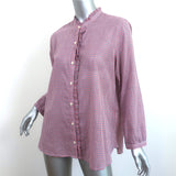 Trovata Birds of Paradis Helena Ruffle-Trim Shirt Red/Blue Mini Check Size Large