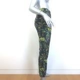 Gucci Tropical Floral Print Silk Pants Black Size 38