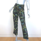Gucci Tropical Floral Print Silk Pants Black Size 38
