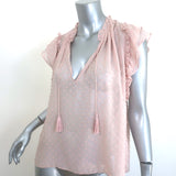 Ulla Johnson Reine Tassel Top Dusty Rose Swiss Dot Size 2 Flutter Sleeve Blouse