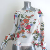 Isabel Marant Ioudy Asymmetric Long Sleeve Top Cream Floral Print Silk Size 36