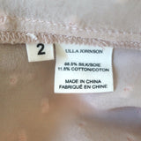 Ulla Johnson Reine Tassel Top Dusty Rose Swiss Dot Size 2 Flutter Sleeve Blouse