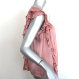 Ulla Johnson Winnie Smocked Top Rose Satin Size 0 Flutter Sleeve Blouse